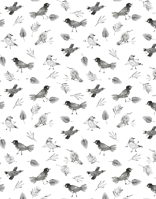 Modern roller blind con dibujos de pájaros y hojas
