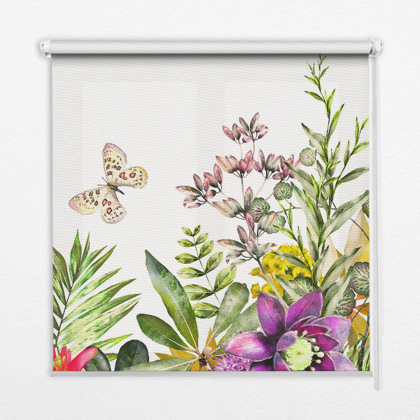 Estor enrollable para ventana con estampado de flores