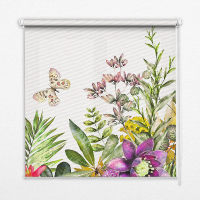 Estor enrollable para ventana con estampado de flores