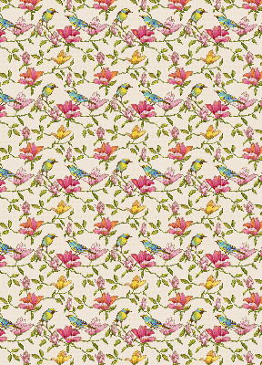 Modern roller blind con estampado de pájaros y flores