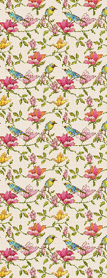 Modern roller blind con estampado de pájaros y flores