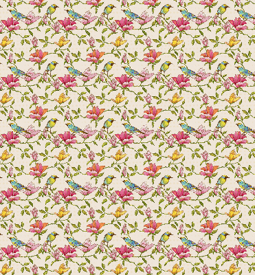 Modern roller blind con estampado de pájaros y flores