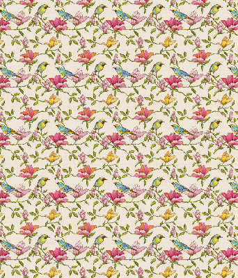 Modern roller blind con estampado de pájaros y flores