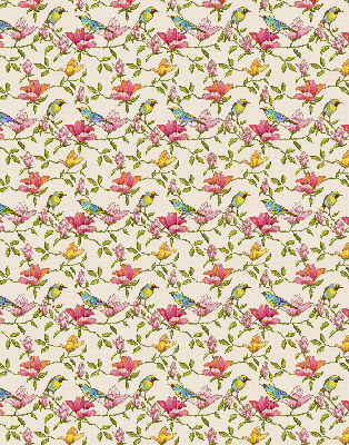 Modern roller blind con estampado de pájaros y flores