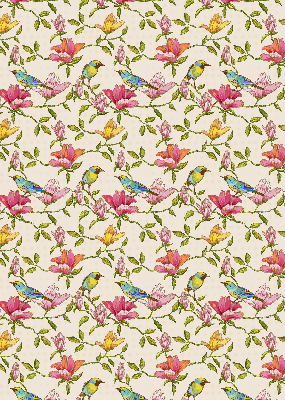 Modern roller blind con estampado de pájaros y flores