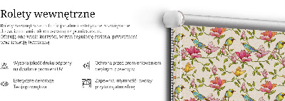 Modern roller blind con estampado de pájaros y flores