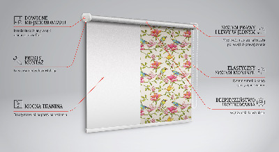 Modern roller blind con estampado de pájaros y flores