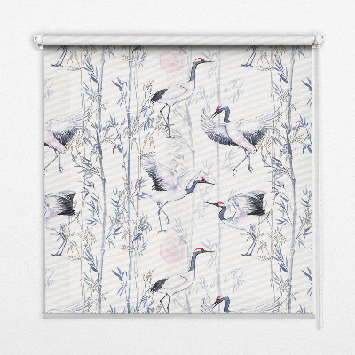 Modern roller blind con estampado de garzas y árboles