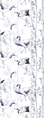 Modern roller blind con estampado de garzas y árboles