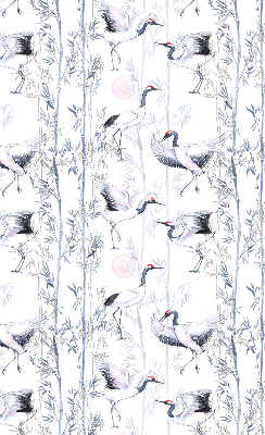 Modern roller blind con estampado de garzas y árboles