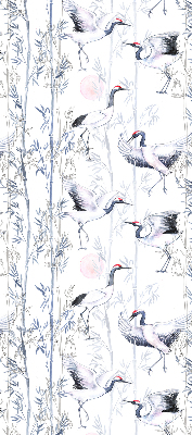 Modern roller blind con estampado de garzas y árboles