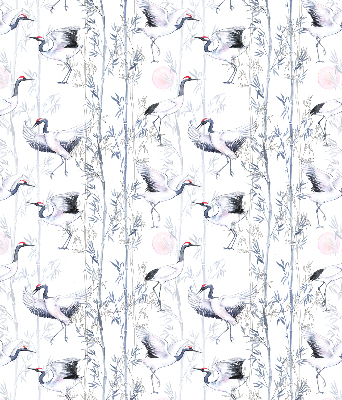 Modern roller blind con estampado de garzas y árboles