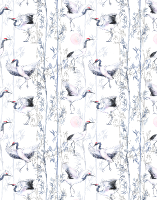 Modern roller blind con estampado de garzas y árboles