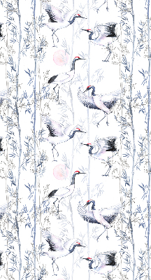 Modern roller blind con estampado de garzas y árboles