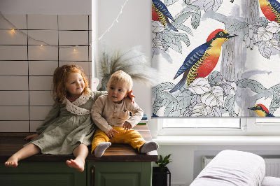 Estor enrollable para ventana con diseño de pájaro colorido
