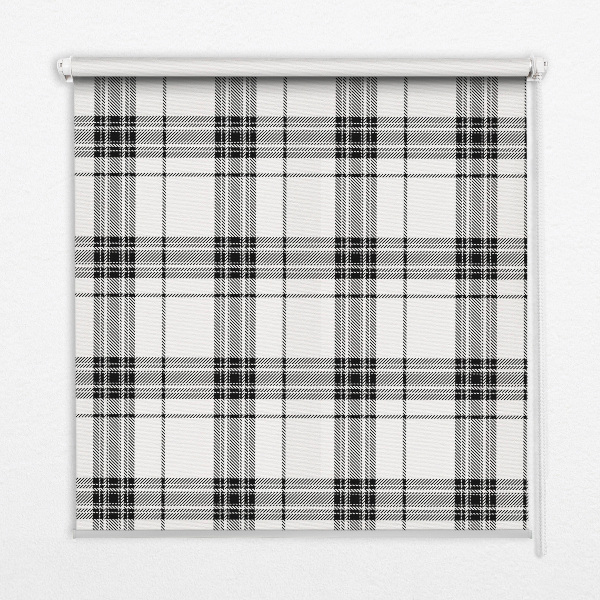 Persiana enrollable moderna con diseño de tartán gris