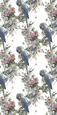 Estor enrollable para ventana con diseño de loros y flores