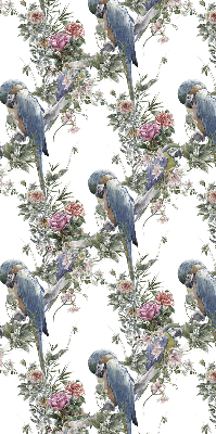 Estor enrollable para ventana con diseño de loros y flores