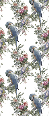 Estor enrollable para ventana con diseño de loros y flores