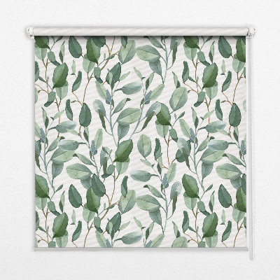 Modern roller blind con motivo de hojas en las ramitas