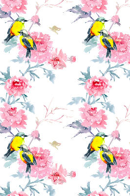Modern roller blind con diseño de pájaros entre flores