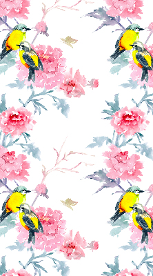 Modern roller blind con diseño de pájaros entre flores