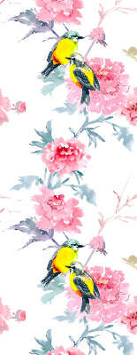 Modern roller blind con diseño de pájaros entre flores