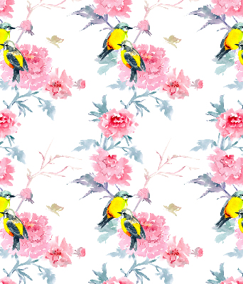 Modern roller blind con diseño de pájaros entre flores