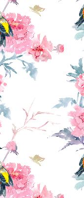 Modern roller blind con diseño de pájaros entre flores