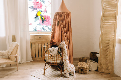 Modern roller blind con diseño de pájaros entre flores
