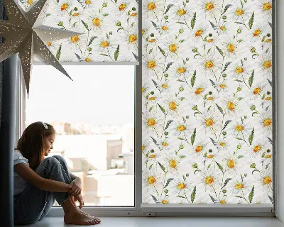 Modern roller blind con diseño de margaritas
