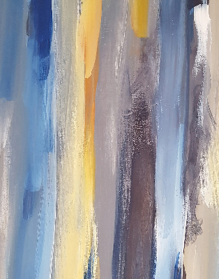Estor enrollable con cuadro pintado