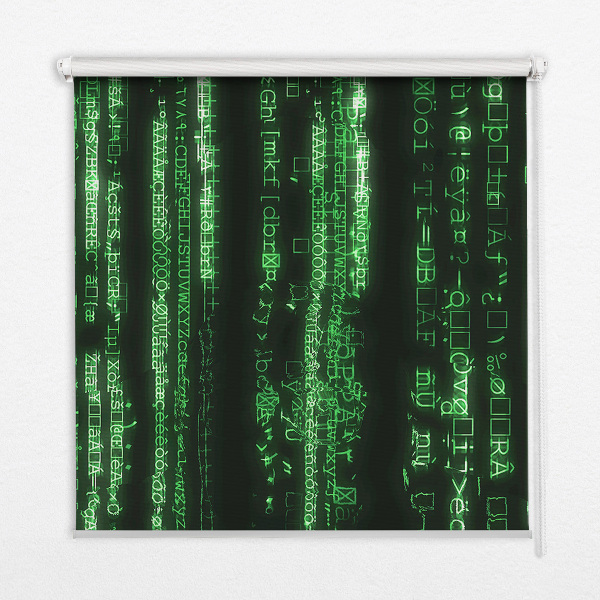 Modern roller blind con estampado de cifrados verdes