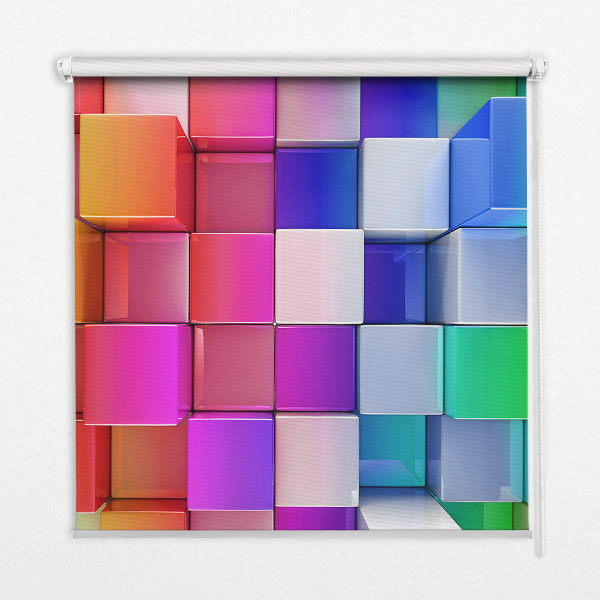 Modern roller blind con diseño de cubos 3D coloridos