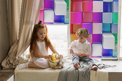 Modern roller blind con diseño de cubos 3D coloridos