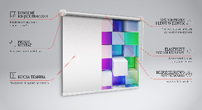 Modern roller blind con diseño de cubos 3D coloridos