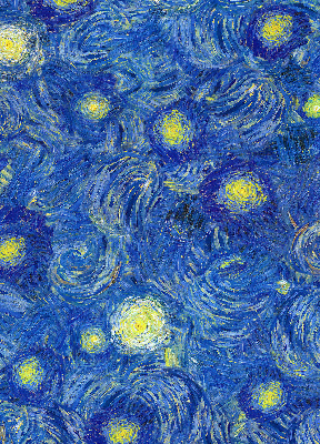 Estor enrollable con un diseño pintado en tonos azules
