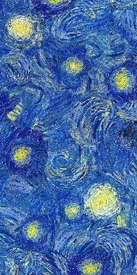 Estor enrollable con un diseño pintado en tonos azules