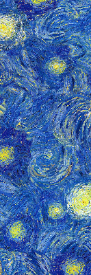 Estor enrollable con un diseño pintado en tonos azules