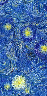 Estor enrollable con un diseño pintado en tonos azules
