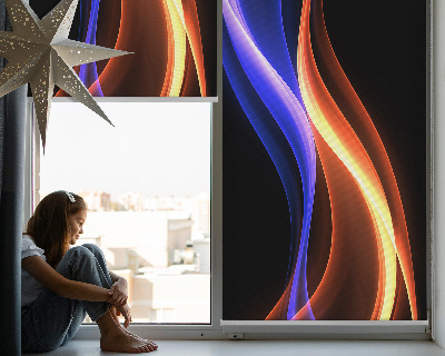 Modern roller blind con diseño animado en tonos naranja y azul