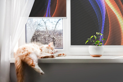 Modern roller blind con diseño animado en tonos naranja y azul