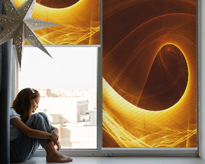 Estor enrollable para ventana con diseño de abstracción en tonos naranja