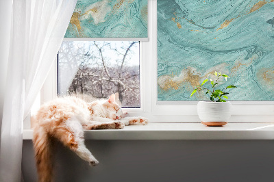 Modern roller blind con estampado de granito turquesa