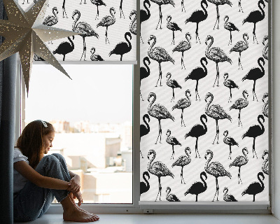 Estor enrollable para ventana con estampado de flamencos negros