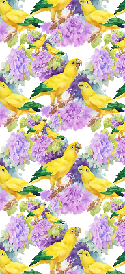 Estor enrollable para ventana con estampado de loros amarillos