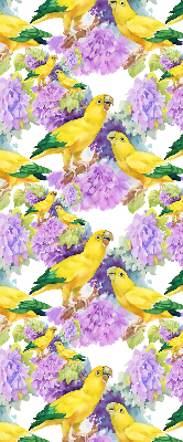 Estor enrollable para ventana con estampado de loros amarillos