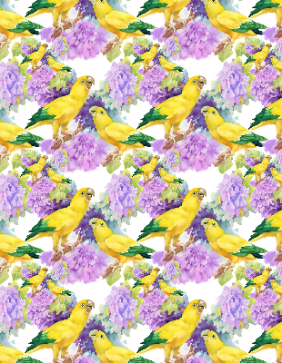 Estor enrollable para ventana con estampado de loros amarillos