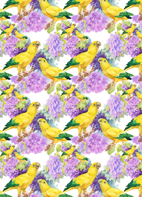 Estor enrollable para ventana con estampado de loros amarillos