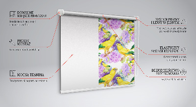 Estor enrollable para ventana con estampado de loros amarillos